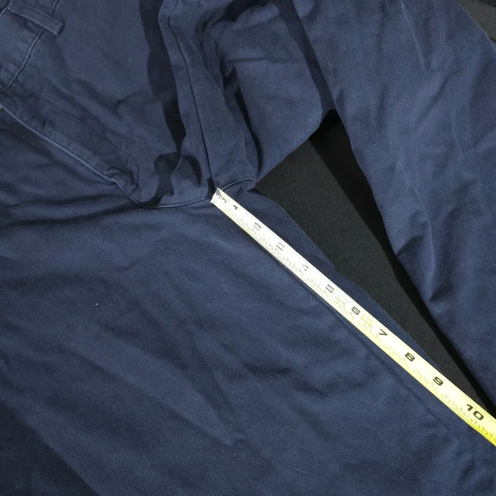 L.L. Bean Flannel Lined Chinos Men 32x32 Navy Blue Natural Fit Cotton Pants WT63